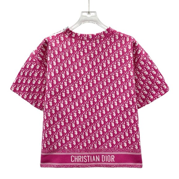 Dior Pink logo jacquard full-print cotton crewneck T-shirt - Picture 2 of 9